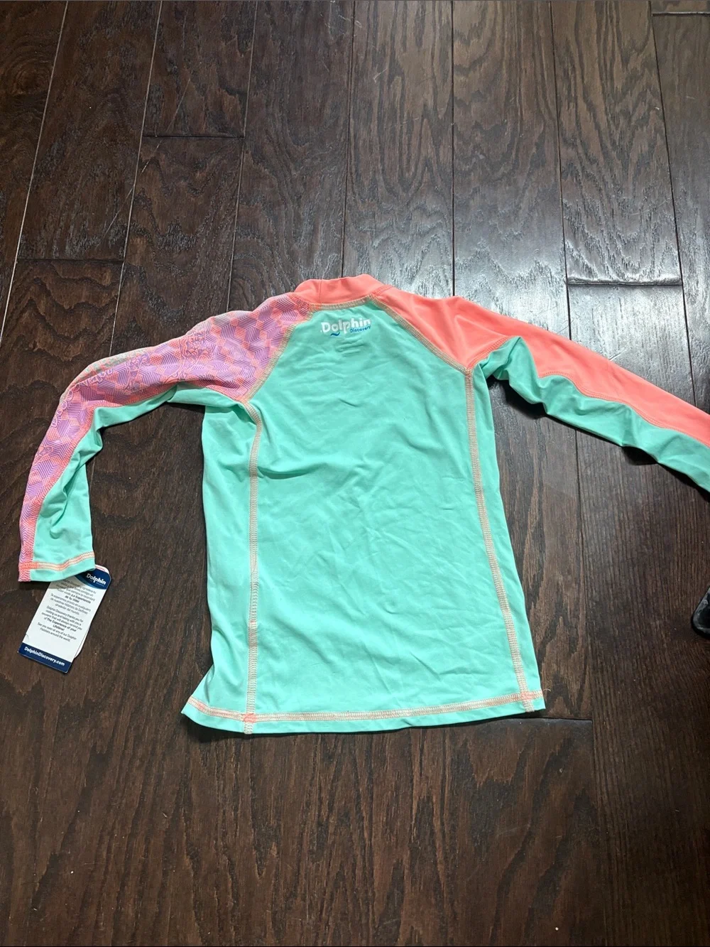 Girls' Mint & Coral UPF 50+ Long Sleeve Rash Guard